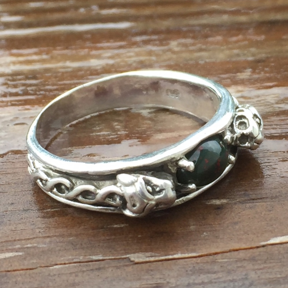 LION head Ring .925 Sterling Silver w/ genuine Bloodstone gem Celtic Lion USA - Picture 8 of 10